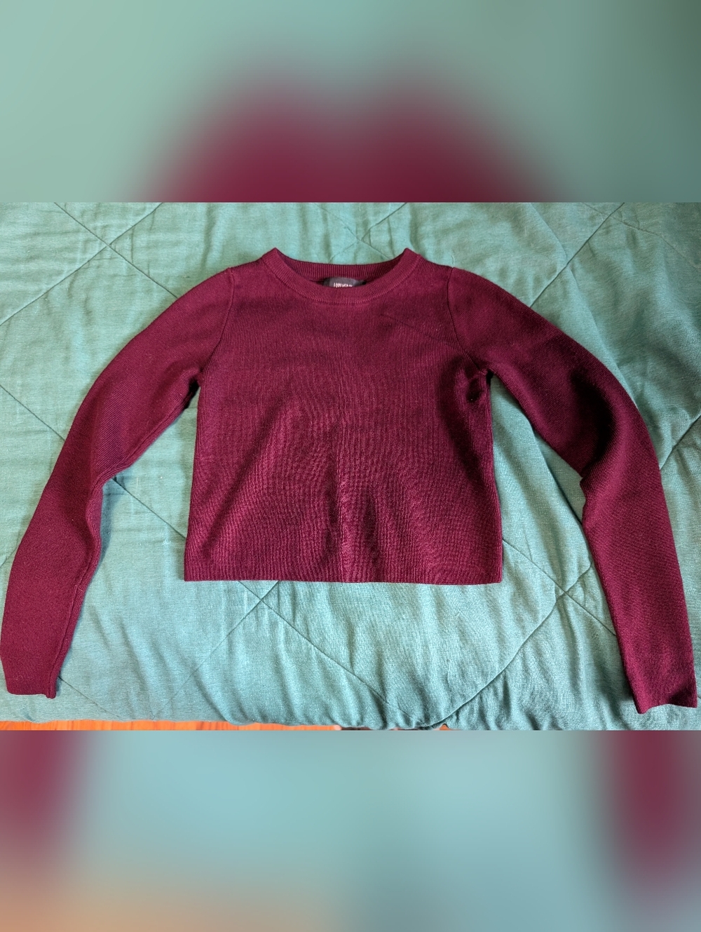 Forever 21 Cropped Crewneck Sweater - Burgundy
